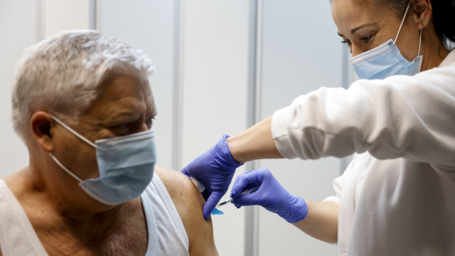 A man gets the flu vaccine administered at a health center in Valencia, Spain, 08 January 2024
